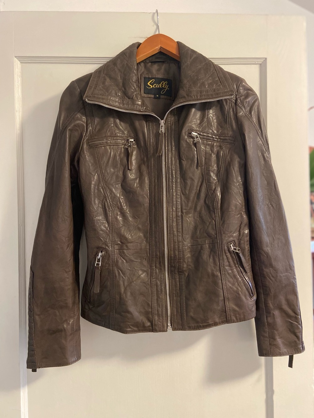 Scully Buttery Soft Lamb Leather Jacket Distressed Western Moto Biker Bomber Med